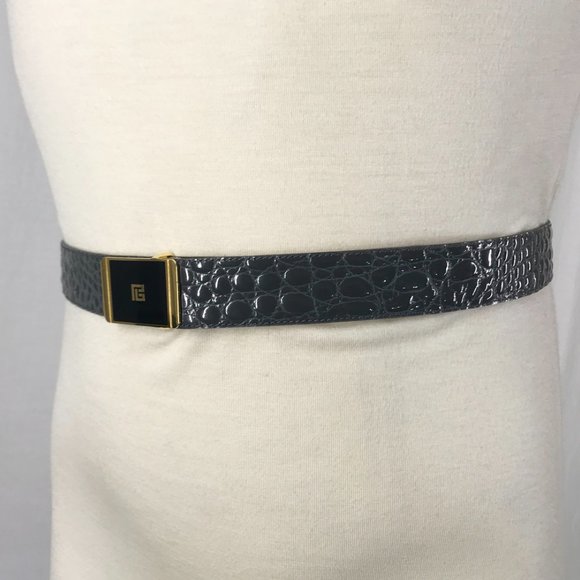 Balmain Belt Grey Crocodile embossed Calf leather - Picture 4 of 7